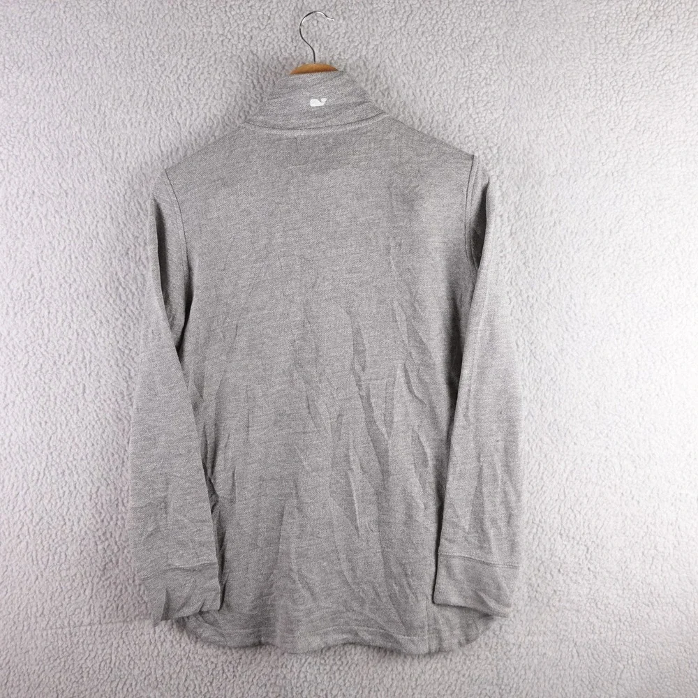 Vineyard Vines Mens Small Gray Heathered Quarter Zip Pullover Whale Logo